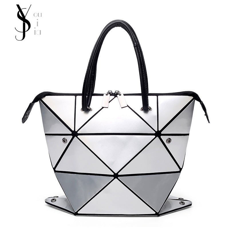 New Fashion Folded Women Handbags PU Leather Bag Famous Designer Geometric Shoulder Bag Women Diamond Tote Bags