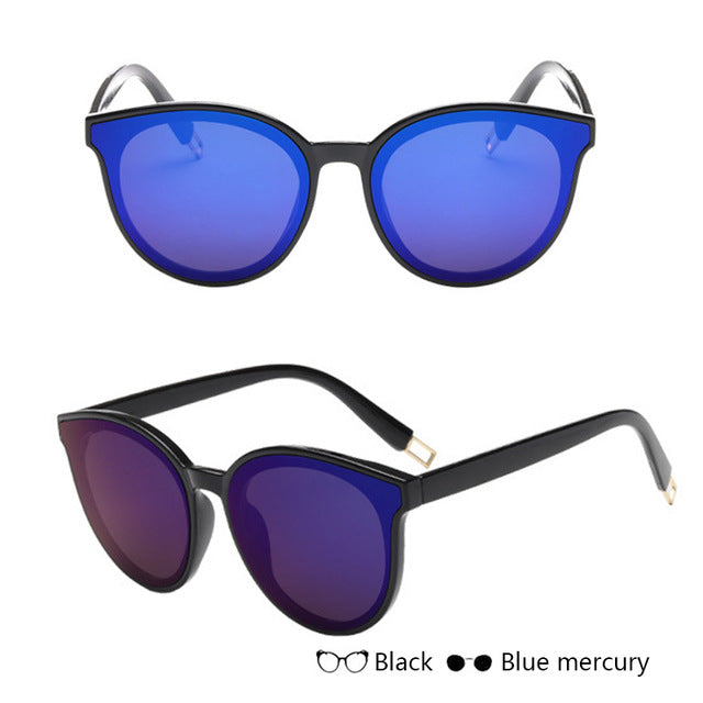 New High Quality Cat Eye Sunglasses Women Sun Glasses Flat Top Sunglasses Mirror Vintage Glasses Oversized Ladies oculos de sol