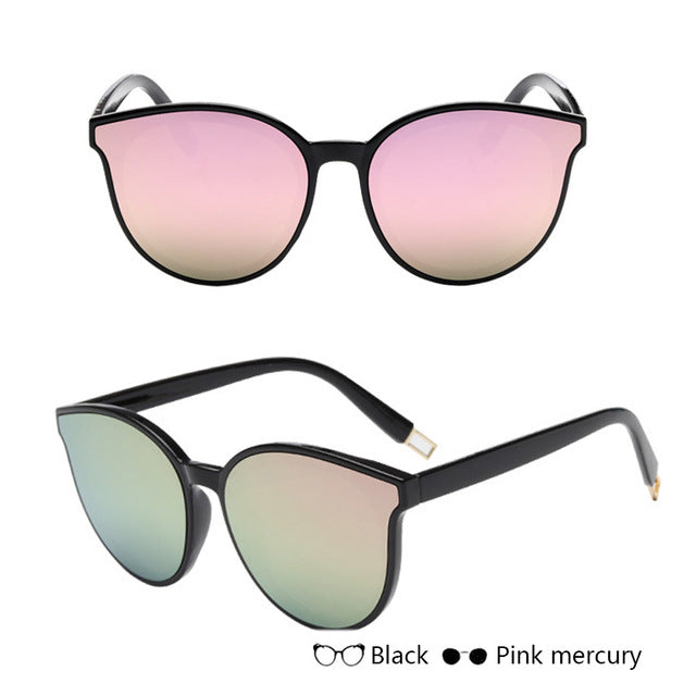 New High Quality Cat Eye Sunglasses Women Sun Glasses Flat Top Sunglasses Mirror Vintage Glasses Oversized Ladies oculos de sol