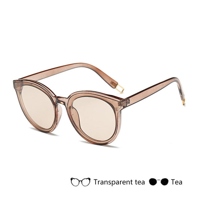 New High Quality Cat Eye Sunglasses Women Sun Glasses Flat Top Sunglasses Mirror Vintage Glasses Oversized Ladies oculos de sol