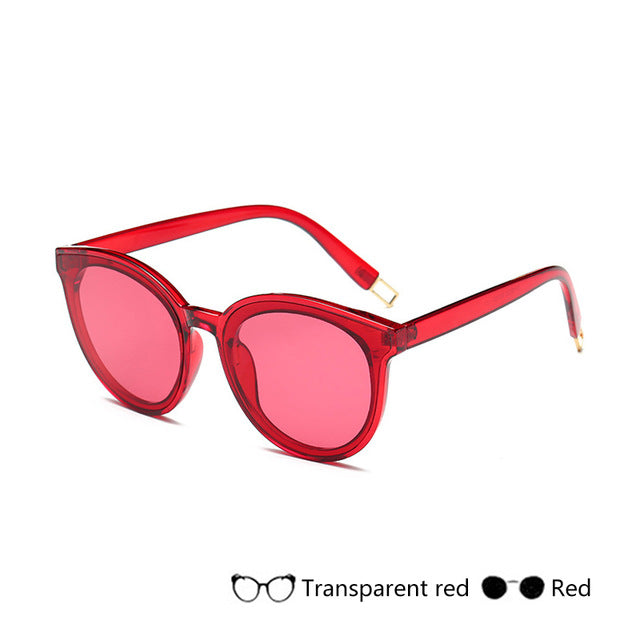 New High Quality Cat Eye Sunglasses Women Sun Glasses Flat Top Sunglasses Mirror Vintage Glasses Oversized Ladies oculos de sol