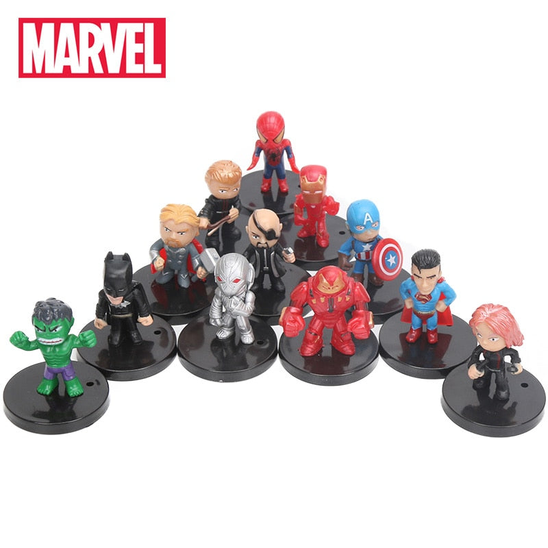 4-5cm 12pcs/set Marvel Toys The Avengers Figure Set Q Version Iron Man Thor Hulk Captain America Spiderman Ultron Model Doll Toy