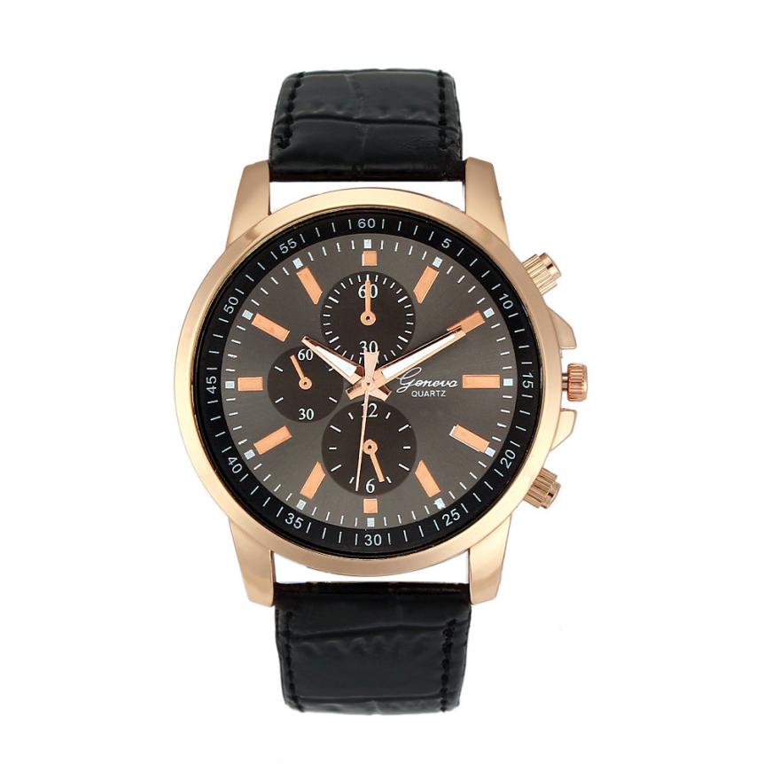 Geneva Watch Men Unisex Faux Leather Quartz Analog Wrist Watch