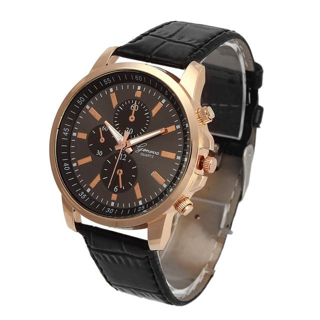 Geneva Watch Men Unisex Faux Leather Quartz Analog Wrist Watch