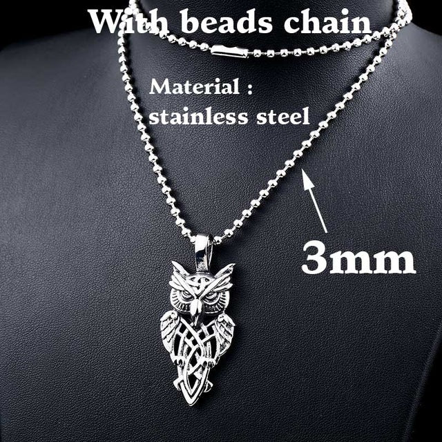 steel soldier punk rock owl necklace pendant, stainless steel animal jewelry