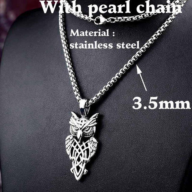 steel soldier punk rock owl necklace pendant, stainless steel animal jewelry
