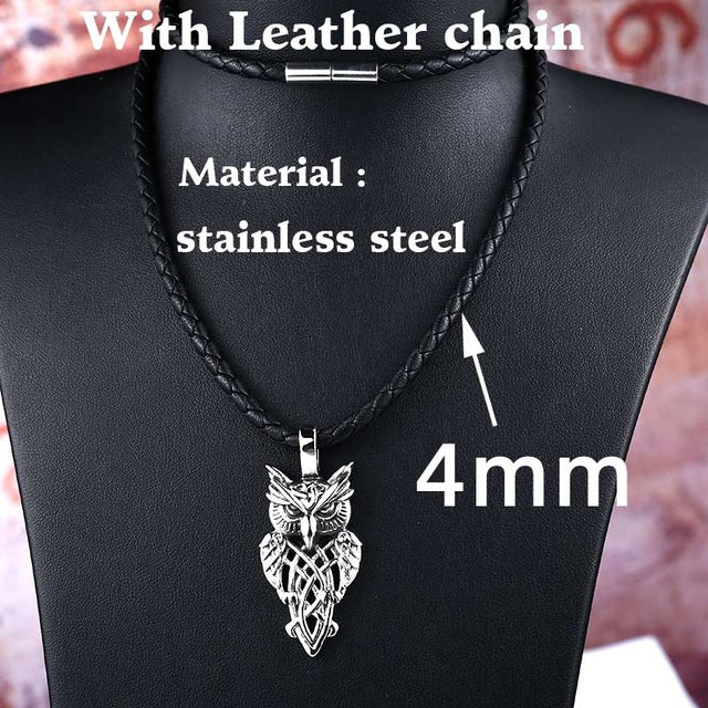 steel soldier punk rock owl necklace pendant, stainless steel animal jewelry