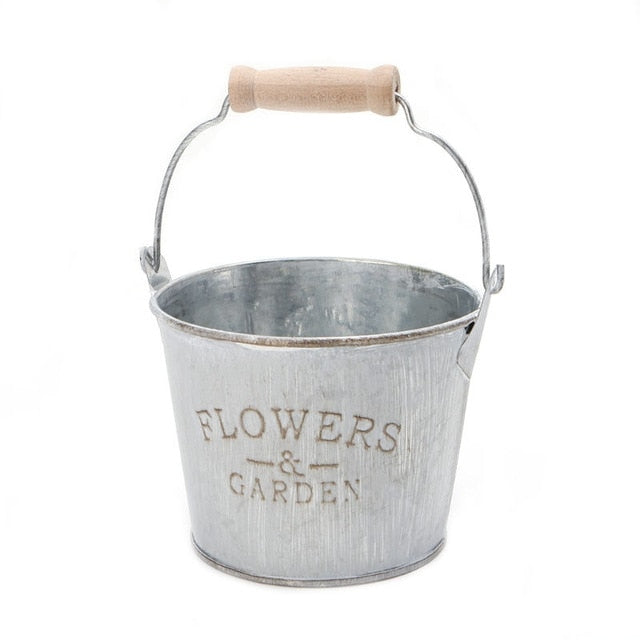 Creative Vintage Galvanised Metal Iron Flower Garden Vase