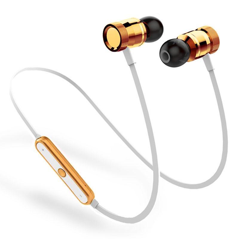 Metal Wireless Bluetooth Sport Headphones with Built-In Mic