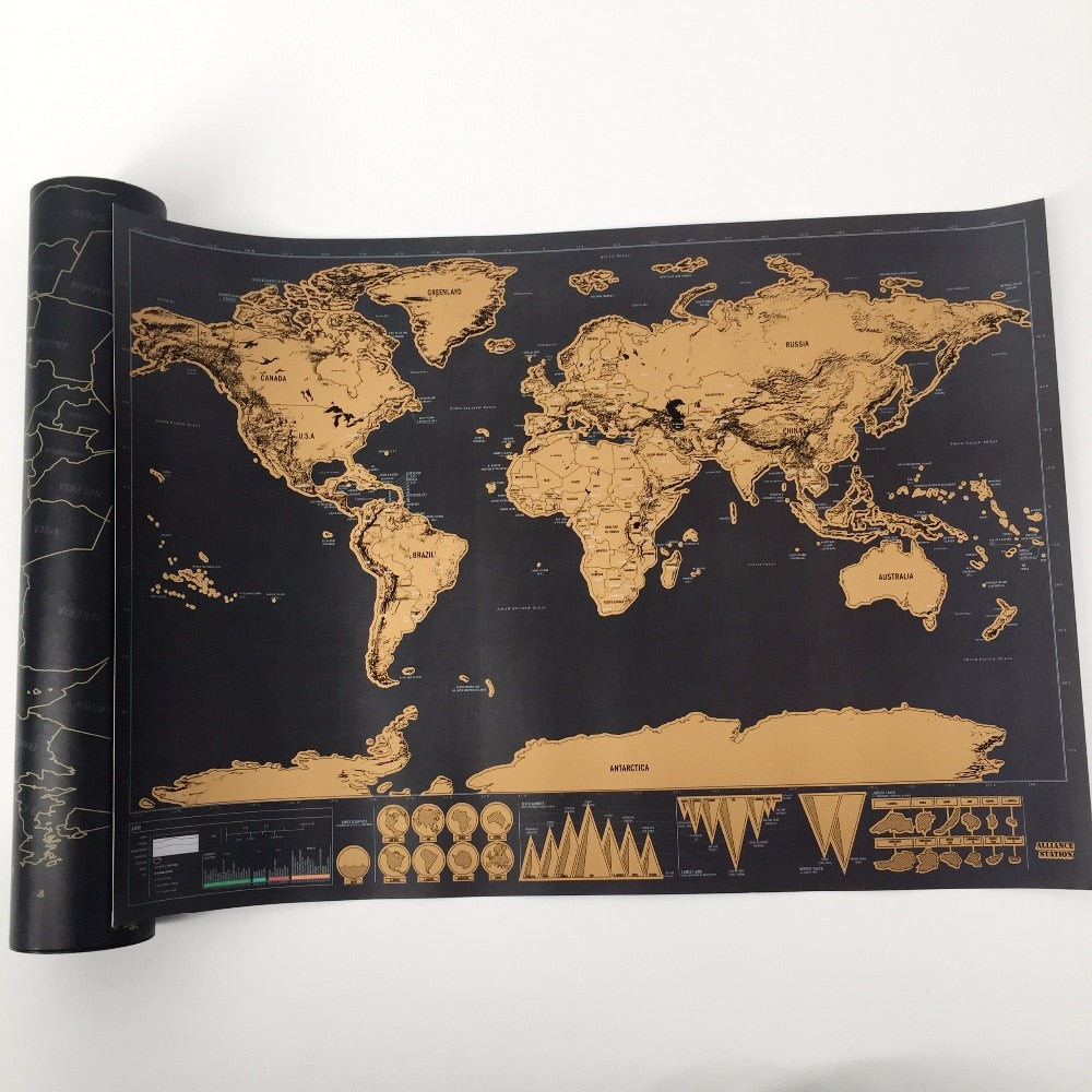 drop shipping 1 pcs New arrival Deluxe Scratch Map Personalized World Scratch Map Mini Scratch Off Foil Layer Coating Poster