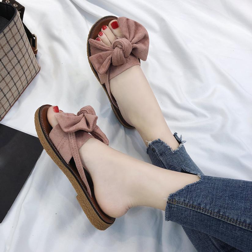 Women's Flat Heel Bow Tie Beach Sandals