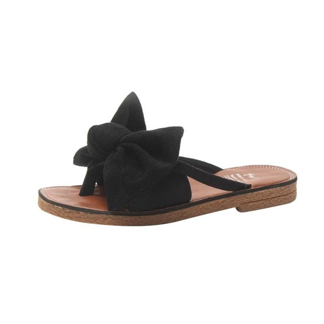 Women's Flat Heel Bow Tie Beach Sandals