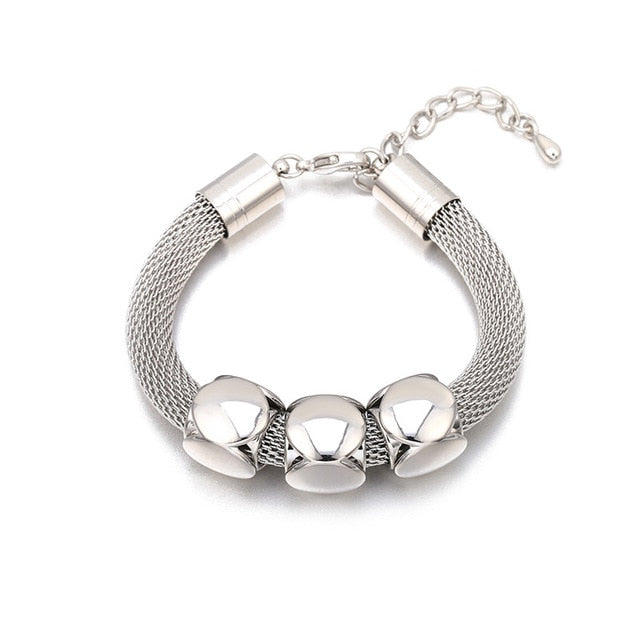 Women's Titanium Steel Mesh Geometry Bracelet