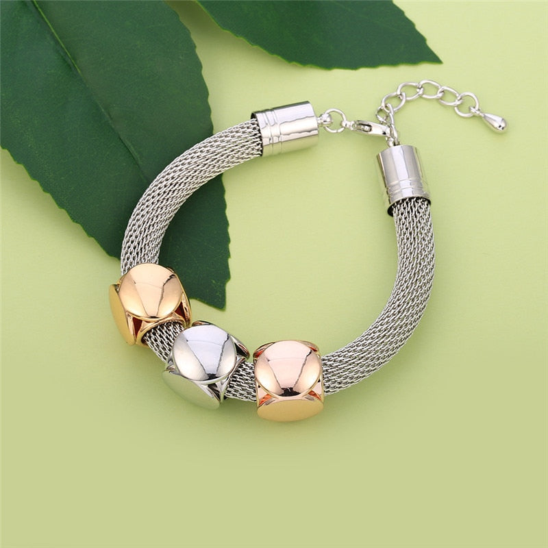 Women's Titanium Steel Mesh Geometry Bracelet