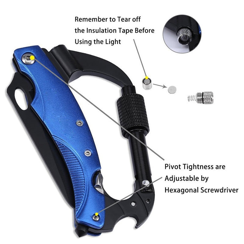 WorthWhile Multifunction Mountaineering Buckle Knife with LED