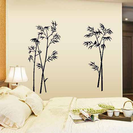 Black Bamboo Wall Stickers Art DIY Wall Stickers Home Decor Living Room Bedroom Autocollant Mural Background Stickers