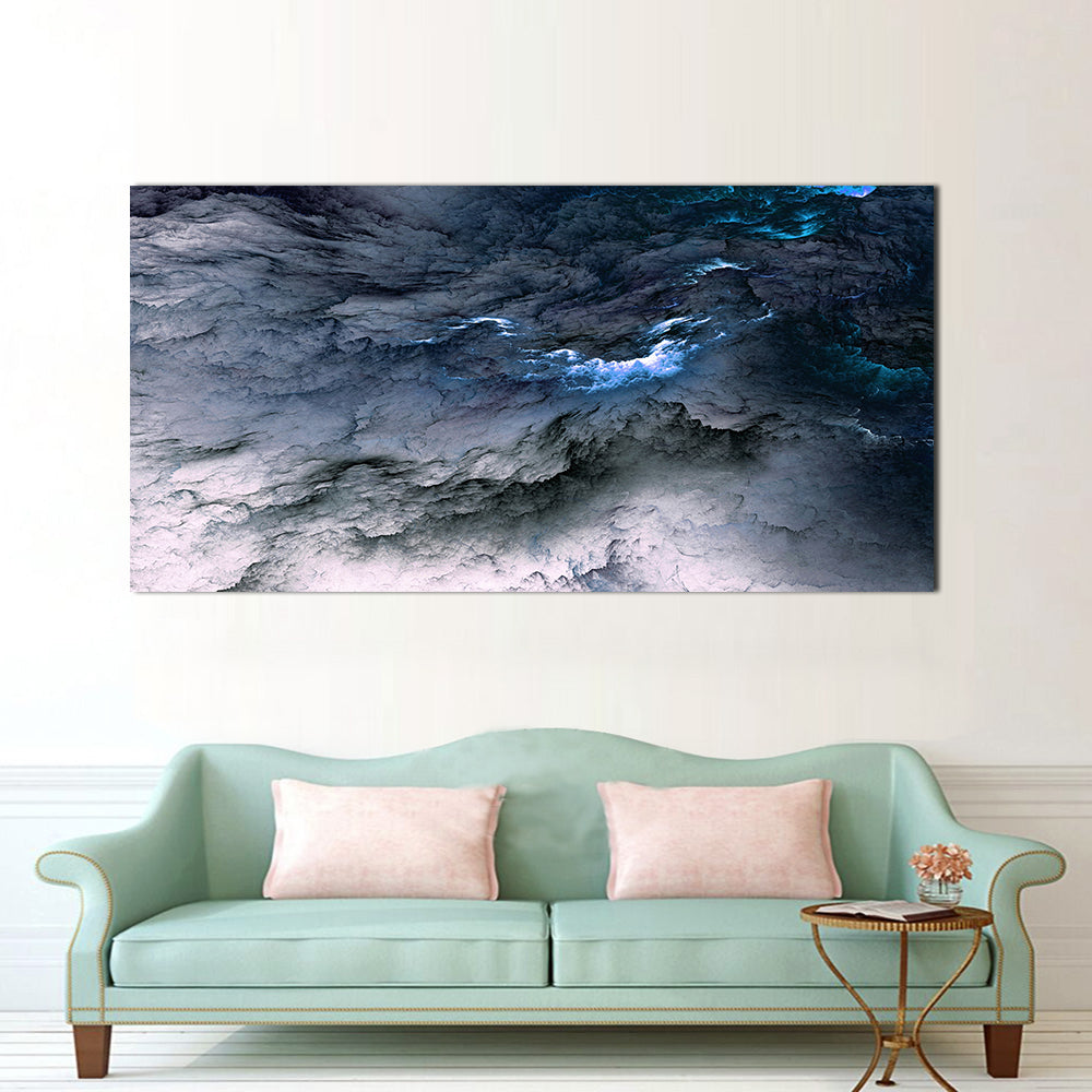 WANGART Large Size Canvas Poster Art Prints Cloud Abstract Black Blue Oil Painting for Living Room Decorative Picture Pop Home