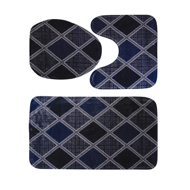 3pcs/set Flannel Print Non Slip Toilet Seat Cover Set