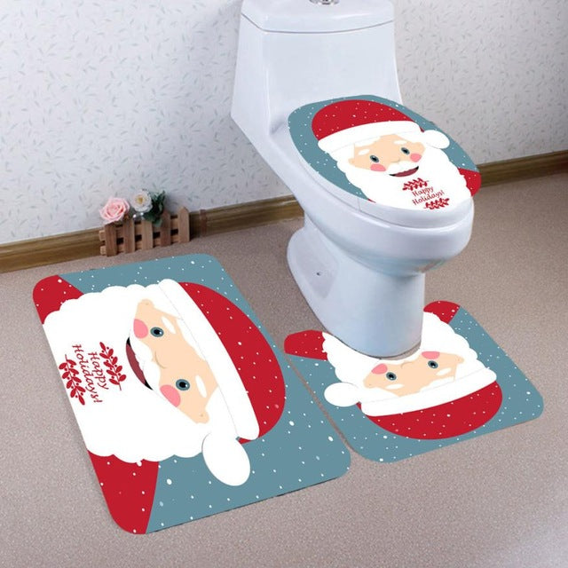 3pcs Christmas Non-Slip Toilet Seat Cover Set