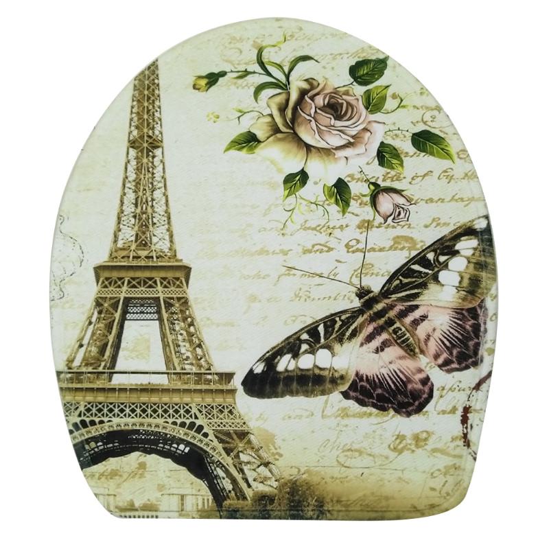 3pcs Floral Tower Butterfly Printed Toilet Seat Cover Set
