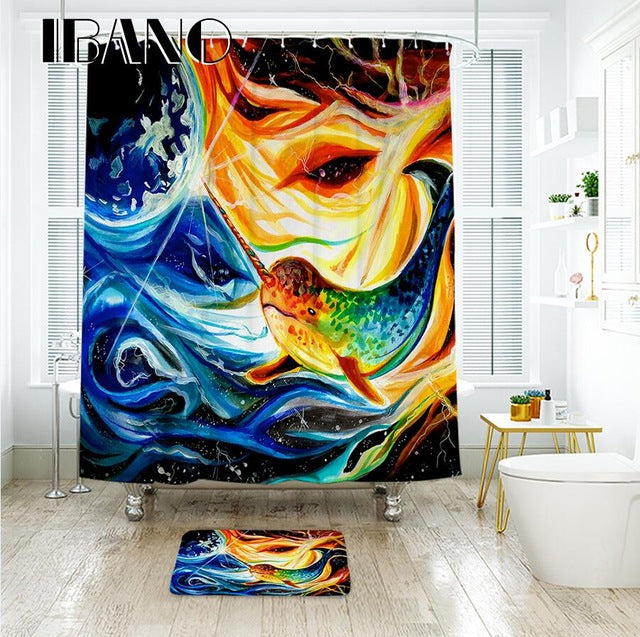 IBANO Cartoon Shower Curtain Waterproof Polyester Fabric Bath Curtain For The Bathroom Decoration With 12pcs Plastic Hooks