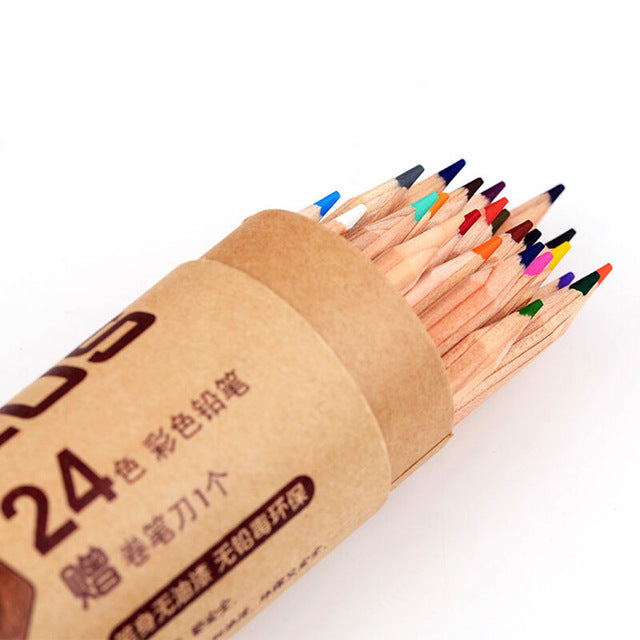 Wood Colored Pencils Sketching Drawing Set