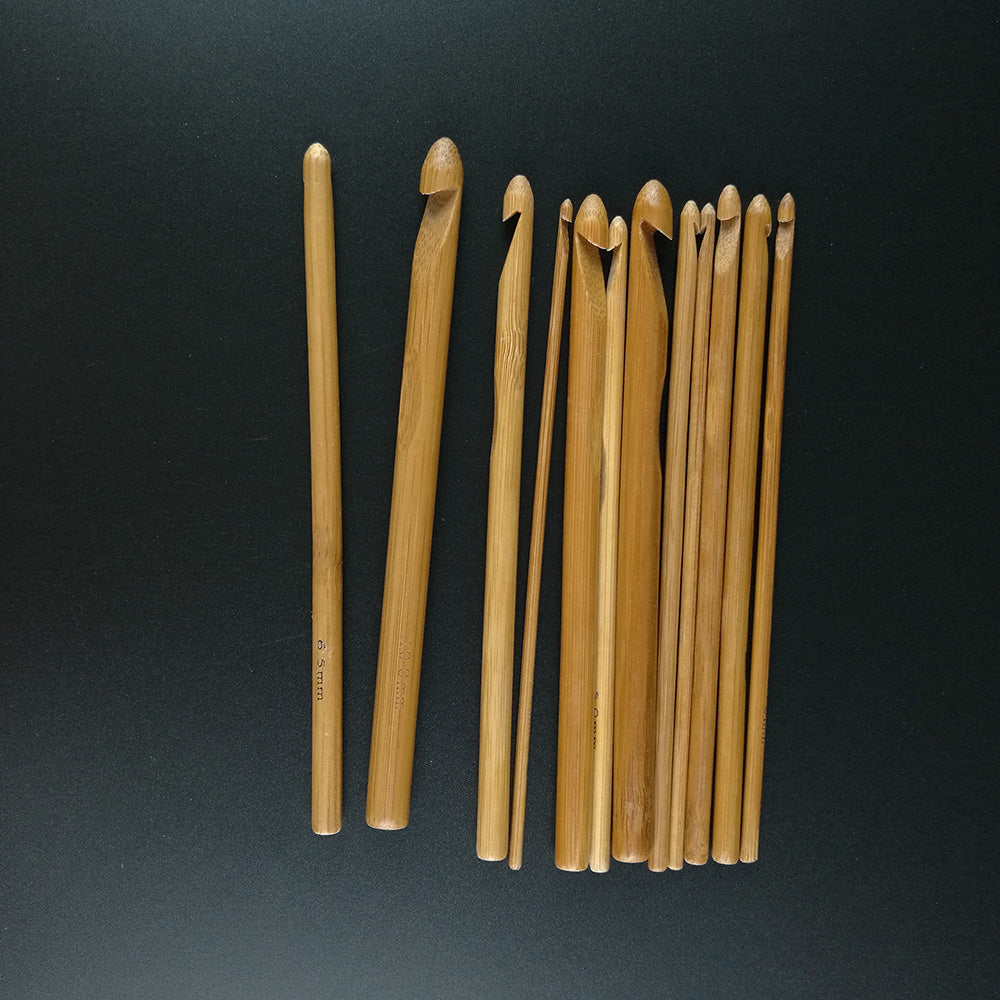 Bamboo Handle Crochet Hook Knitting Needles Set