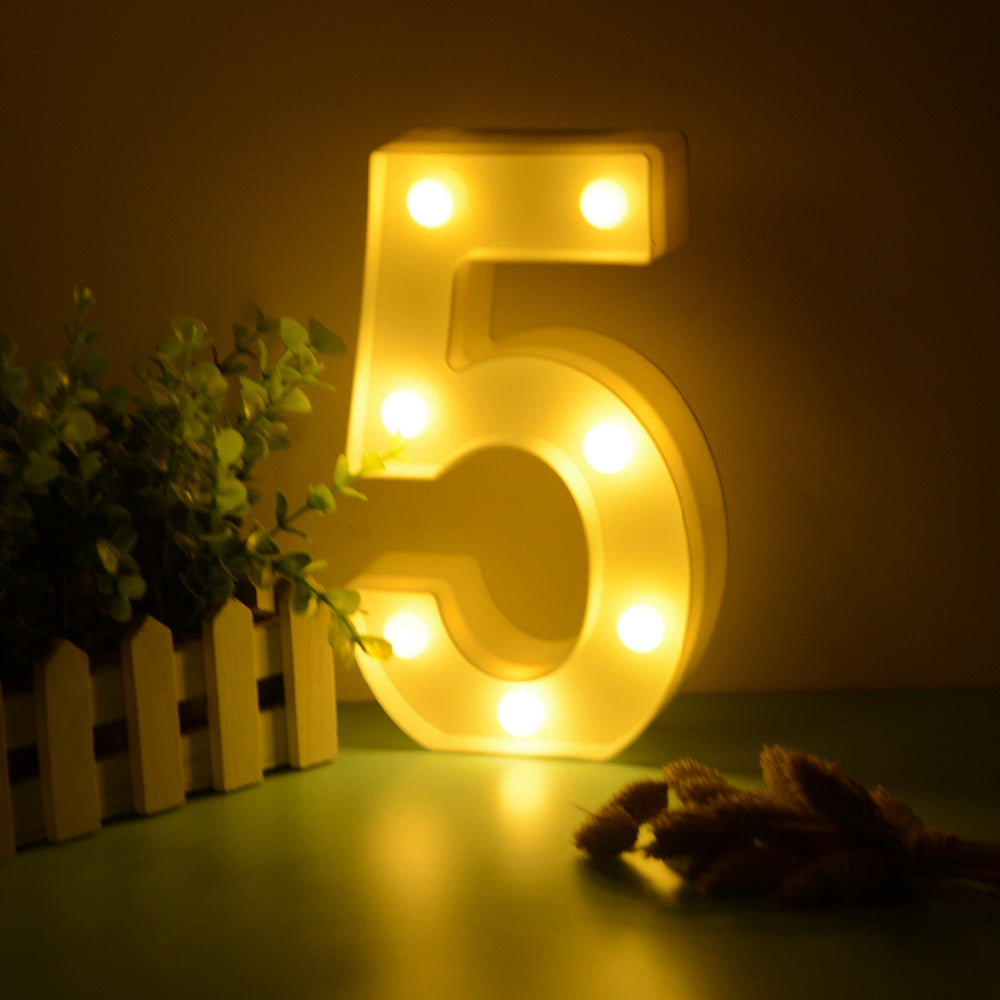 Digital Lights White Plastic Number LED Night Light Lamp Home Club Outdoor Indoor Wall Decor For Birthday Wedding Xmas Party