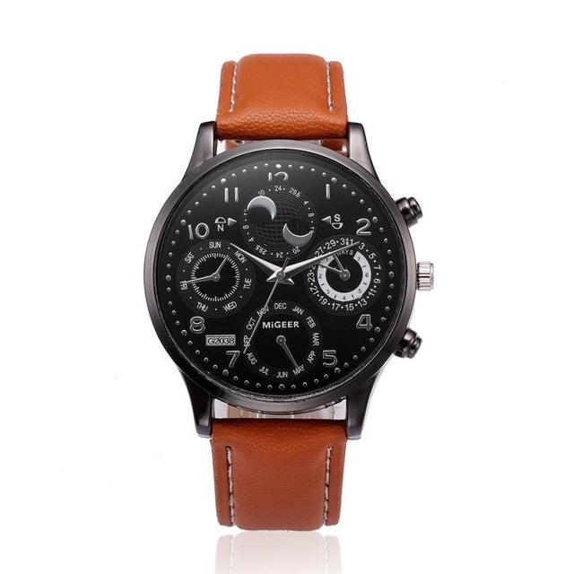 Quartz Wristwatches  Leather Band Business   Hours Watch Alloy  Luxury Buckle Fashion Casual     Reloj Watch Men   18MAR7