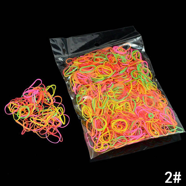 Fashion about 1000Pcs/Bag Girls Colorful Hair Rope Ponytail Holder Elastic Hair Bands Braids Plaits Mini Hair Rope