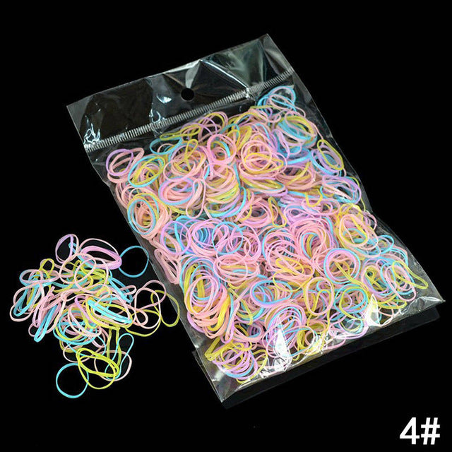 Fashion about 1000Pcs/Bag Girls Colorful Hair Rope Ponytail Holder Elastic Hair Bands Braids Plaits Mini Hair Rope