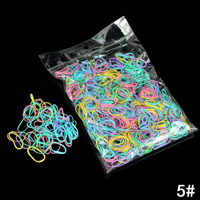 Fashion about 1000Pcs/Bag Girls Colorful Hair Rope Ponytail Holder Elastic Hair Bands Braids Plaits Mini Hair Rope