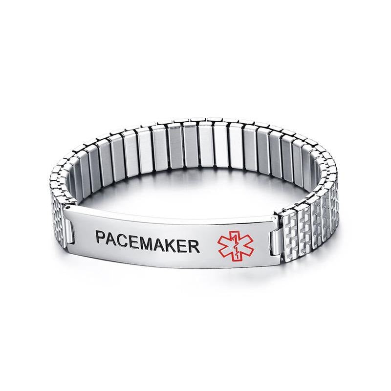 PACEMAKER Medical Alert ID Bracelet Stainless Steel Men's Bracelet Fashion Jewelry