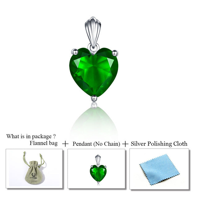 DOUBLE-R 925 Sterling Silver Emerald Necklace Sapphire Pendant Ruby jewelry heart Necklaces & Pendants for women silver 925