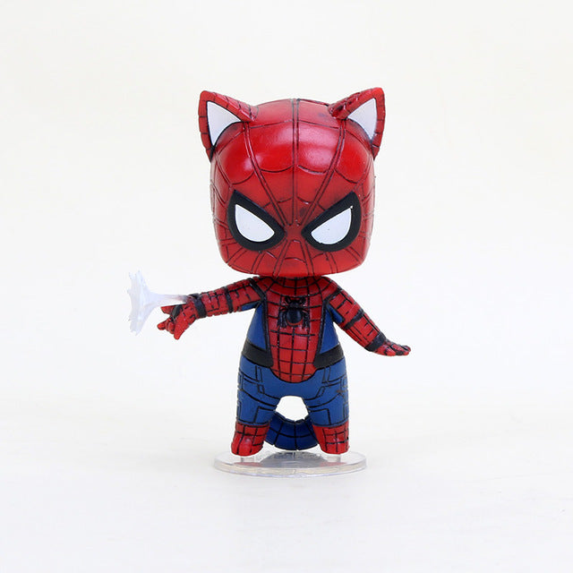 Marvel 8cm Superhero Avengers Captain America Winter Soldier Spider man iron man cat PVC Action Figures Toy