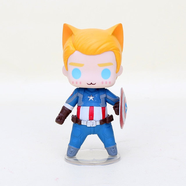 Marvel 8cm Superhero Avengers Captain America Winter Soldier Spider man iron man cat PVC Action Figures Toy