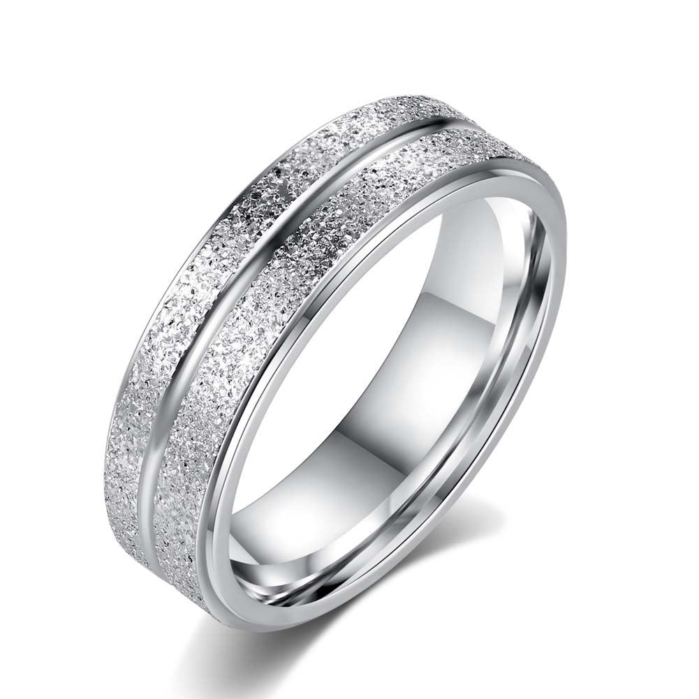 Wedding Rings Stainless Steel Double Row Frosted Rings Titanium Steel