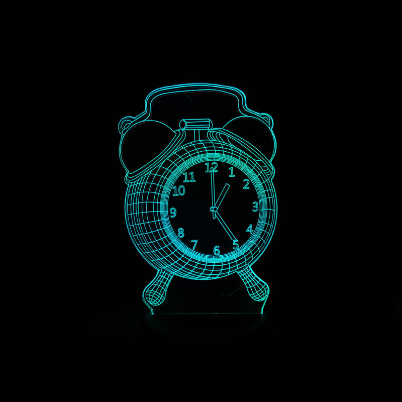 Retro Multi-Color 3D LED Night Light Alarm Clock