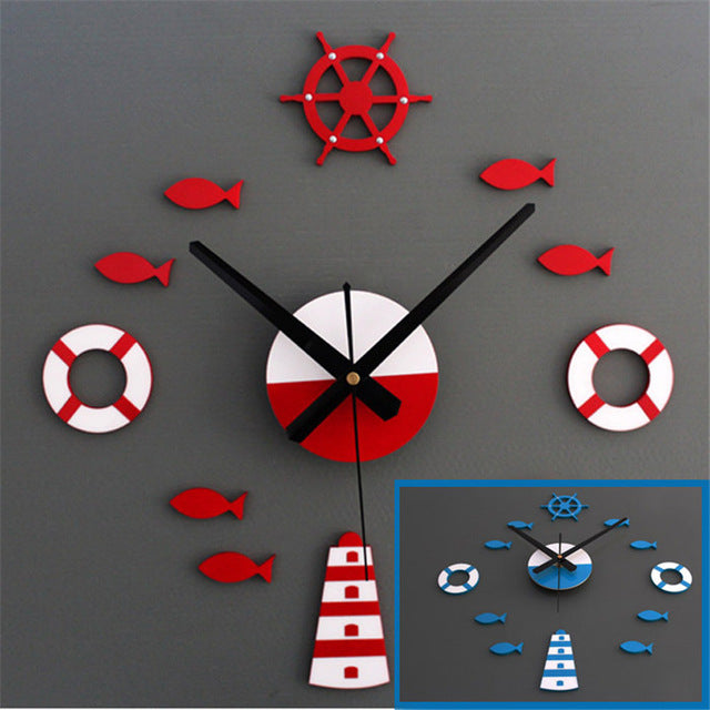 Mediterranean Style DIY 3D Wall Clock Home Wall Stickers Decoration Art B035