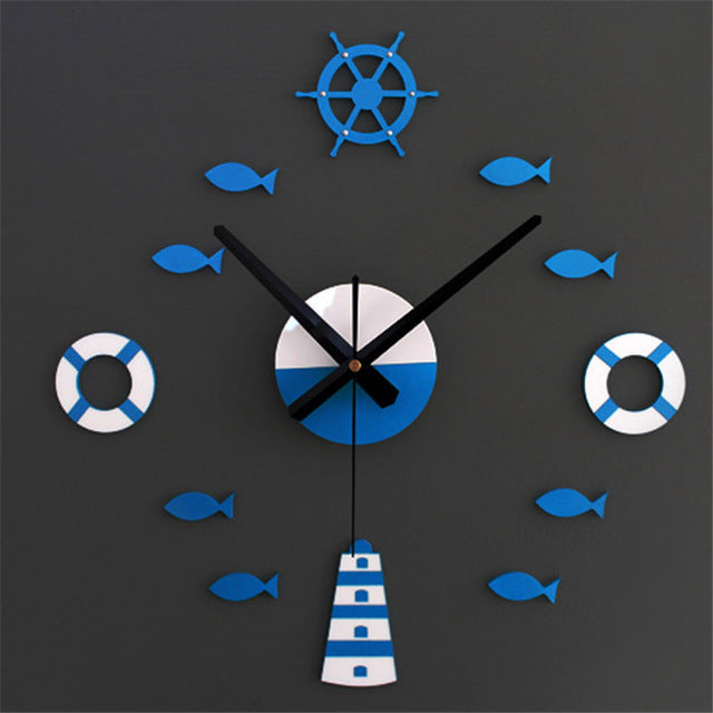 Mediterranean Style DIY 3D Wall Clock Home Wall Stickers Decoration Art B035