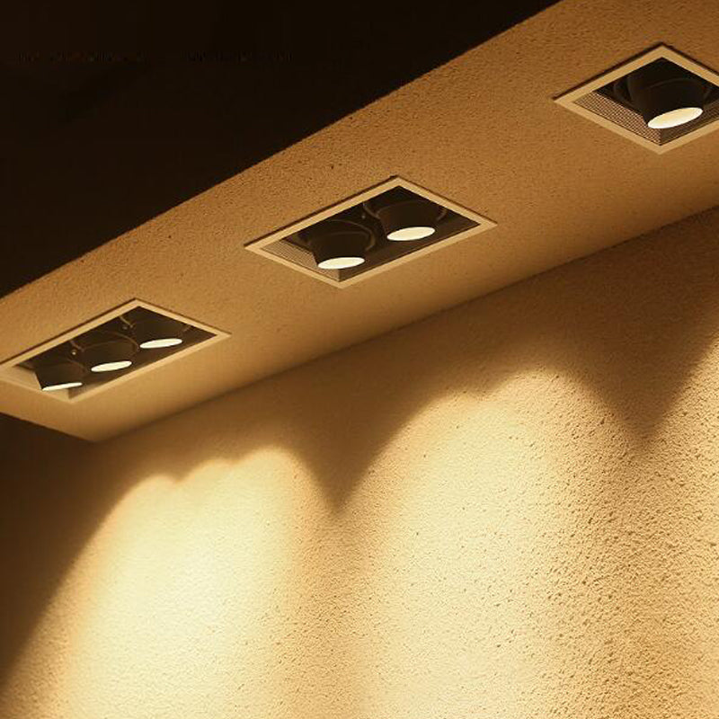 LED daring light embedded square ceiling lamp double head bean bum spotlight three headlights grille spotlights