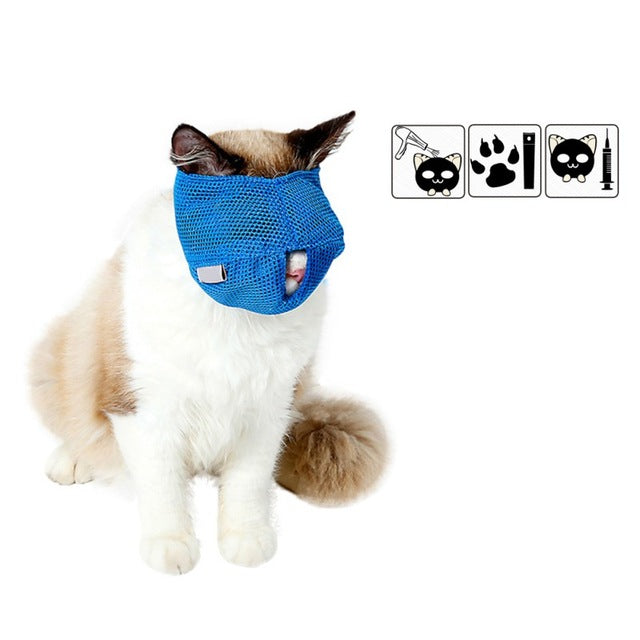 New Breathable Mesh Cat Color Blue/Pink Anti Bite Muzzles Cat Travel Tool Bath Beauty Grooming Supplies Cat Bathing Bag S/L