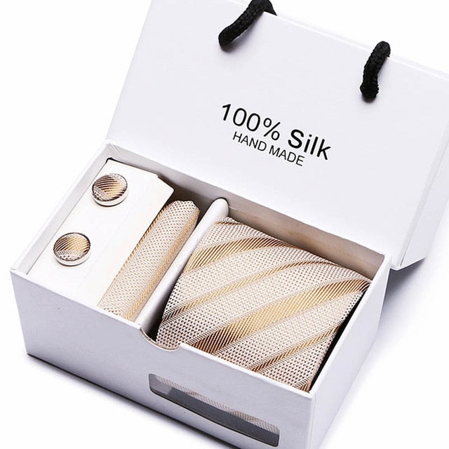 Men's Elegant Silk Woven Neck Tie Set