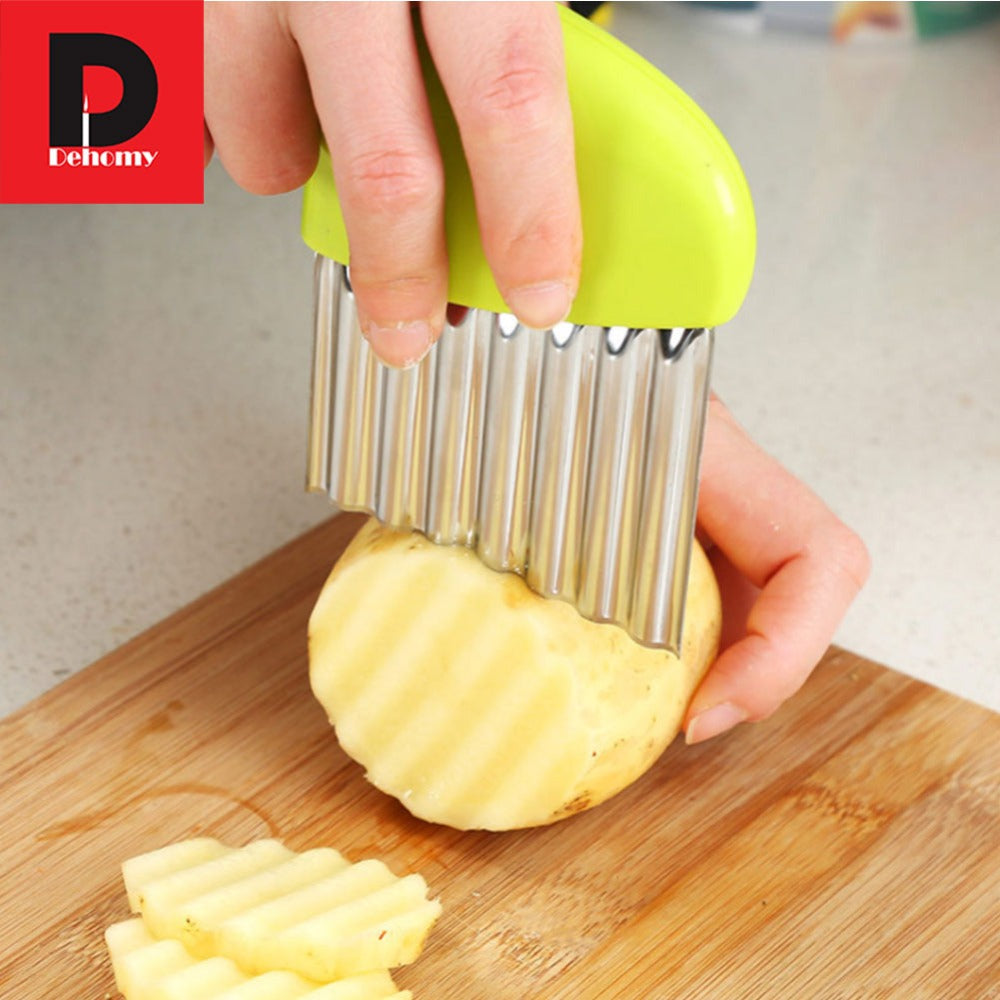 Stainless Steel Manual Potato Wavey French Fry Slicer