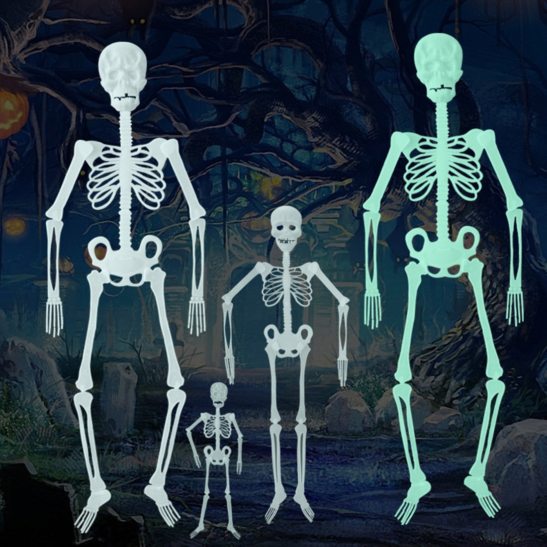 Glow-in-the-Dark Hanging Skeleton Halloween Prop