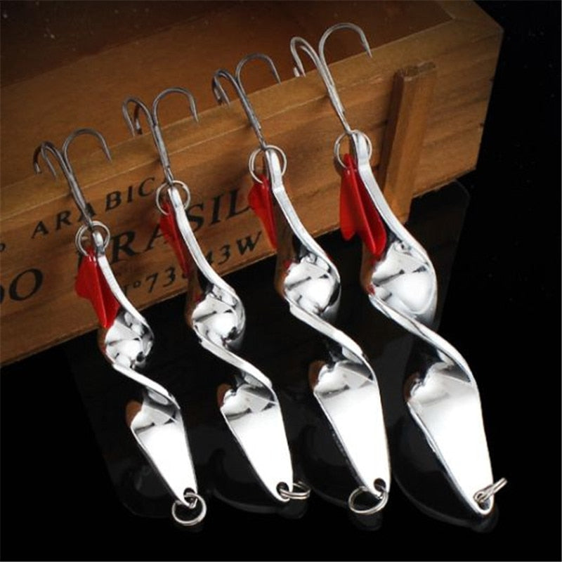 1PCS 10g 14g 21g 28g Rotating Metal Spinner Spoon Fishing Lure Hard Baits For Trout Pike Pesca Peche Treble Hook Tackle
