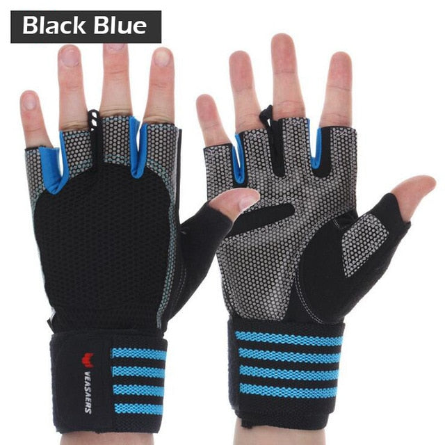 Gym Gloves Weight Lifting Dumbbell Half Finger Fitness Fingerless Sport Wrist Wrap Gloves Men Women Cycling Gloves Protect Wrist