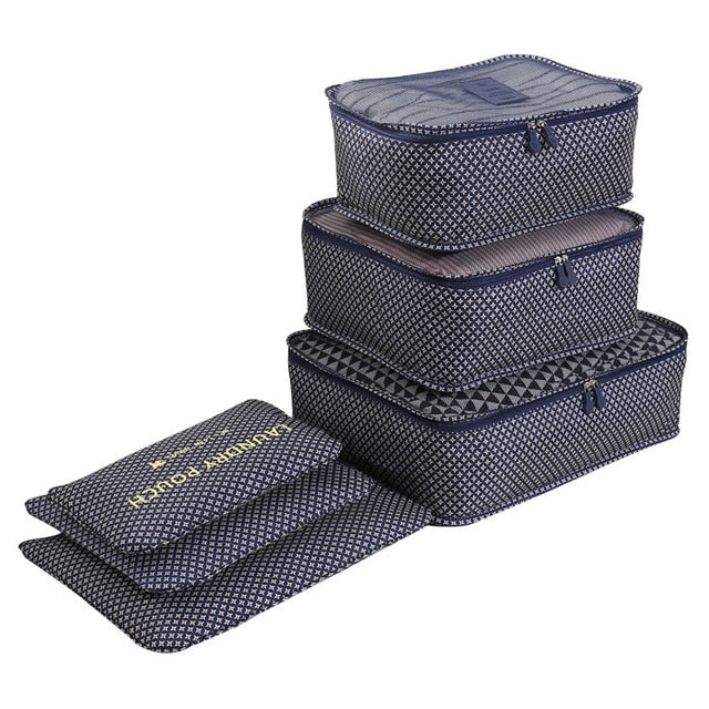 6 Piece: Portable Suitcase Clothes and Luggage Organizer Bags