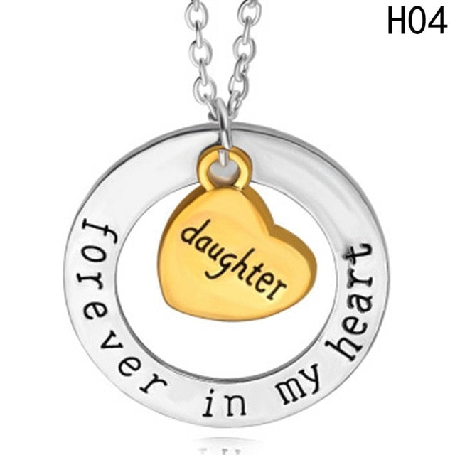 Beautiful Pendant Necklace Mom Dad Sister Daughter Forever In My Heart