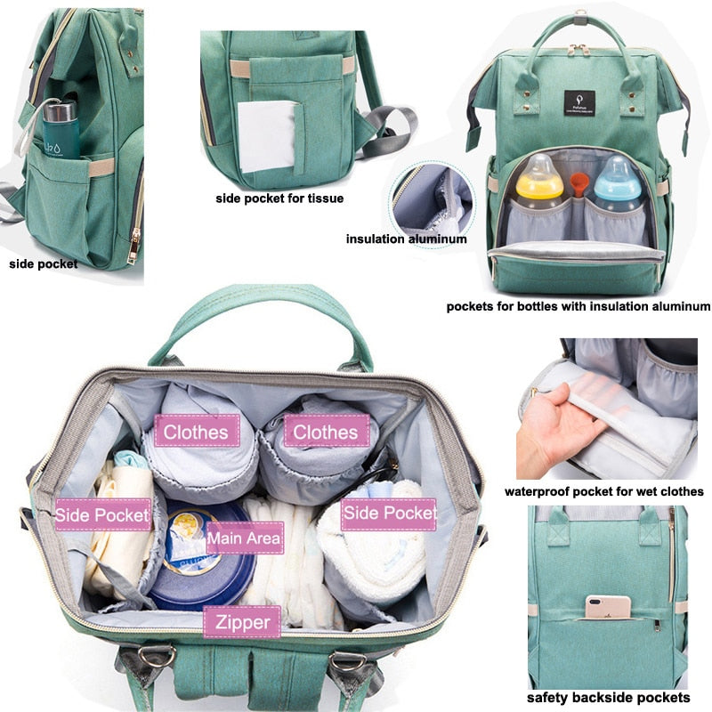 Large Capacity Baby Maternity Travel Bag with USB Interface